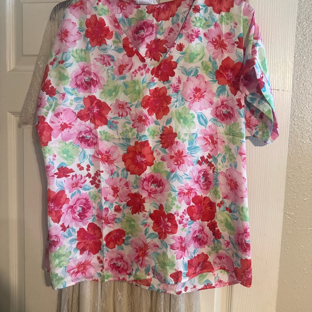 Floral V-Neck Women's Top